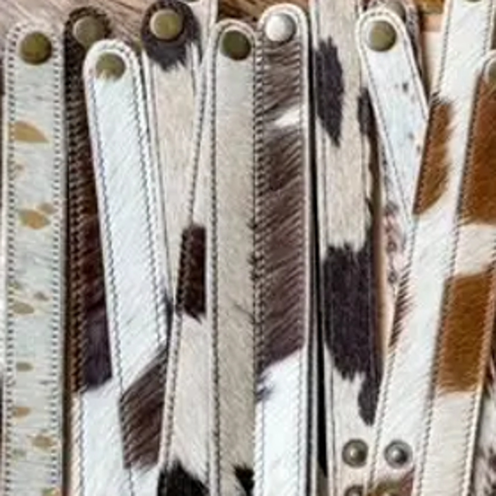 Cowhide Bracelets Hair On Cowhide Genuine Leather Black White